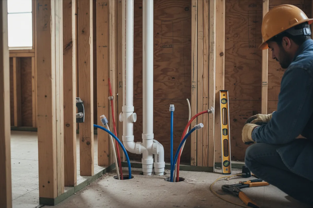 Drain and supply rough-in during Leak Detection in Zoe